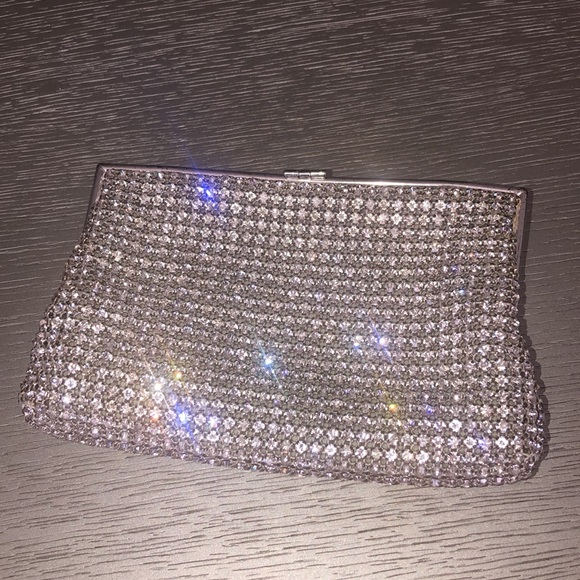 Johann Becker Elegant Vintage Rhinestone Clutch Bag Silver